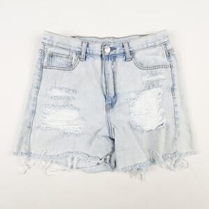 American Eagle Outfitters Womens 4 Distressed Light Wash Cuffoff Shorts